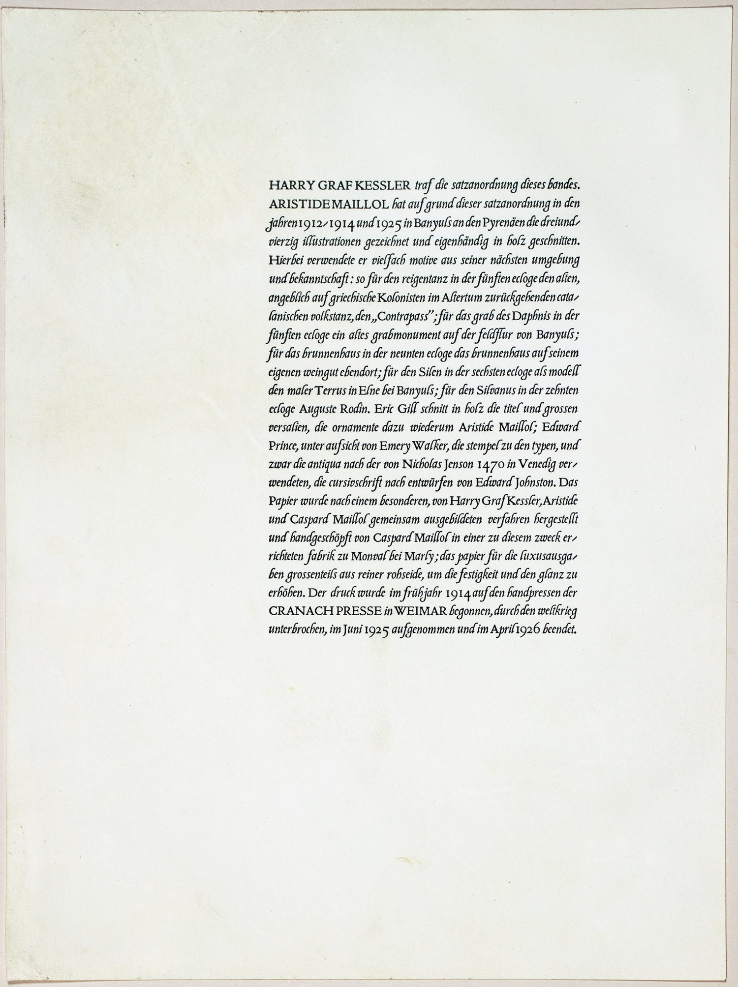 106 CranachPresse Vergil. Eclogen. Editions und Druckvermerk