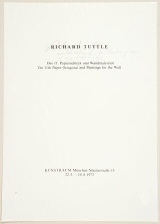 773   Richard Tuttle. Das 11. Papierachteck und Wandmalereien.