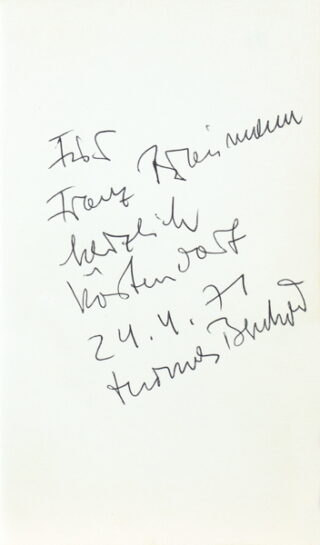 196   Thomas Bernhard. Zwei frühe Erstausgaben mit eigenhändiger Widmung.