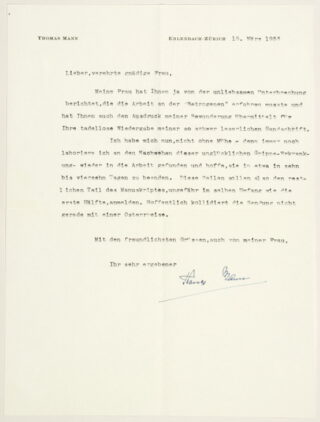 251   Thomas Mann. Maschinenschriftlicher Brief mit eigenhändiger Unterschrift.