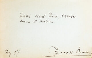 615&emsp;&emsp;Thomas Mann. Eigenhändiges Zitat »Eritis sicut deus scientes bonum et malum« mit Unterschrift. 1917