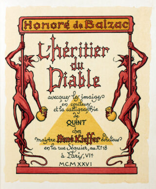 577&emsp;&emsp;[Paul] Quint – Honoré de Balzac. L’héritier du diable. 1926