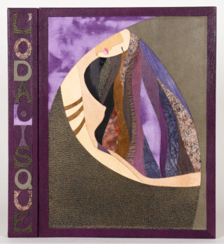 442&emsp;&emsp;Armelle Guégant, Montargis – Auberginefarbener Maroquinband mit Illustration beider Deckel mit Applikationen und Intarsien sowie beweglichem Rückenelement. 1920