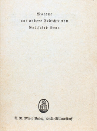 548&emsp;&emsp;Gottfried Benn. Morgue [1912]