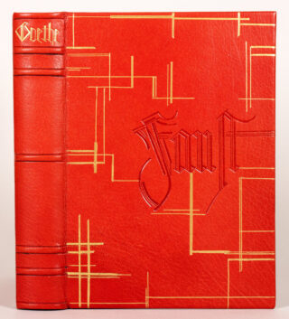 449&emsp;&emsp;Simon Prey, Berlin – Ziegelroter Maroquinband mit Titeln und geometrischer Verzierung in Blind- und Goldprägung 2012