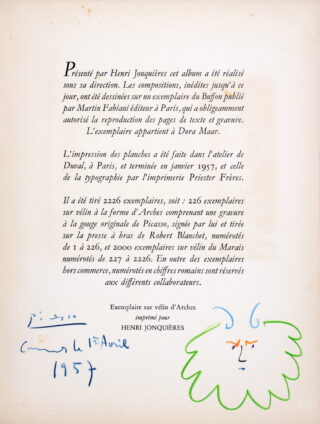 234&emsp;&emsp;Pablo Picasso. 40 dessins en marge du Buffon. 1957