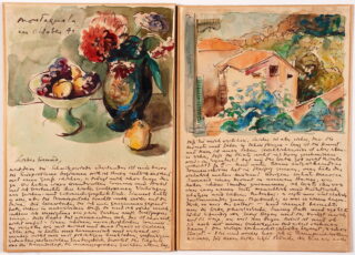 155&emsp;&emsp;Gunter Böhmer. Eigenhändiger Brief mit zwei Aquarellen. 1946