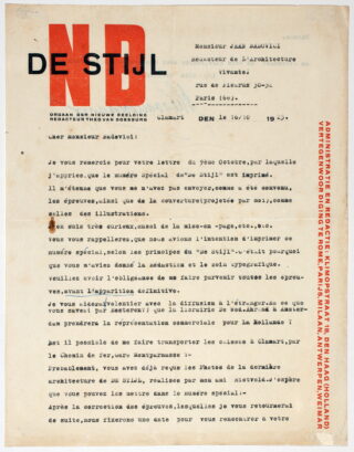 114&emsp;&emsp;De Stijl – Theo van Doesburg. Maschinengeschriebener Brief mit Unterschrift. 1925