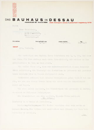 82&emsp;&emsp;Bauhaus – László Moholy-Nagy. Briefbogen »Das Bauhaus in Dessau«. 1925