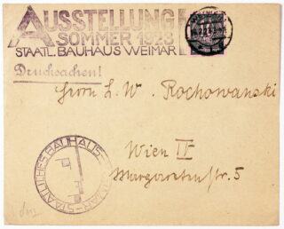 80&emsp;&emsp;Bauhaus – Briefumschlag mit zwei Bauhaus-Stempeln. 1923