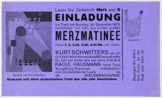 65&emsp;&emsp;Kurt Schwitters. Einladung ins Tivoli […] zur ersten großen Merzmatinee. 1923