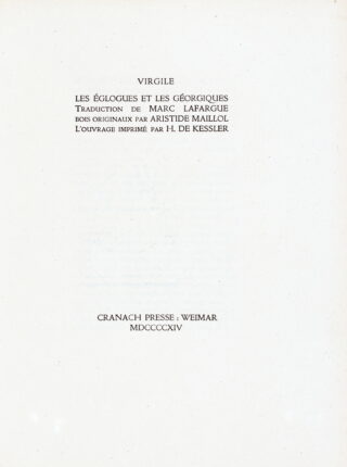 124&emsp;&emsp;Cranach Presse – Erster Prospekt für »Virgile. Les Églogues et les Géorgiques«. 1914